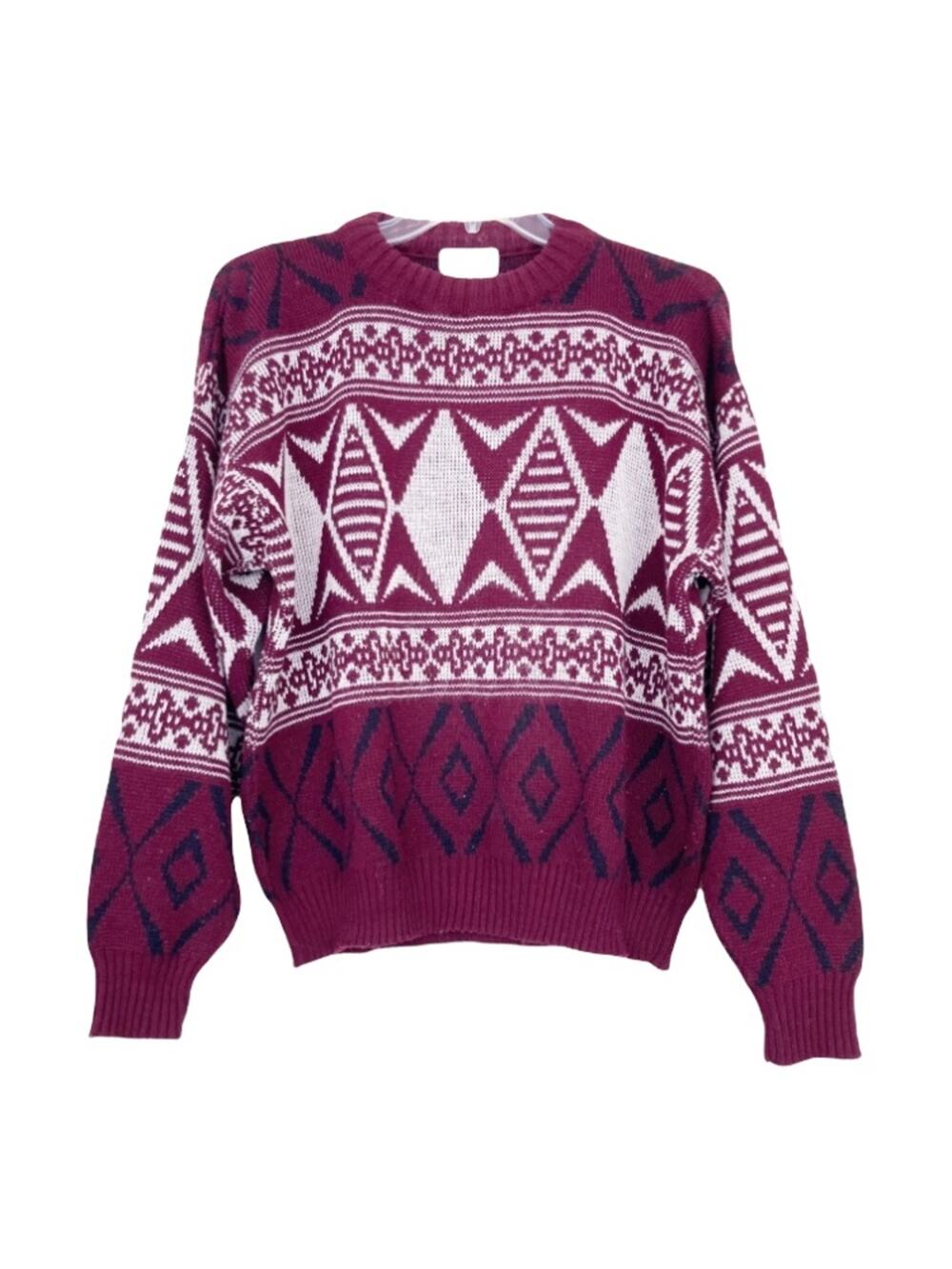 Vintage Men's Store at Sears Maroon Western Print Sweater Sz L